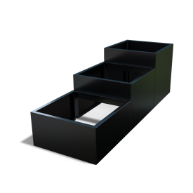 Gepoedercoat staal plantenbak Vierkant Trapmodel III 50-RAL9005 (zwart)-geen bodemplaat