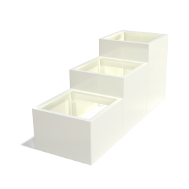 Gepoedercoat staal plantenbak Vierkant Trapmodel III 50-RAL9010 (wit)-bodemplaat