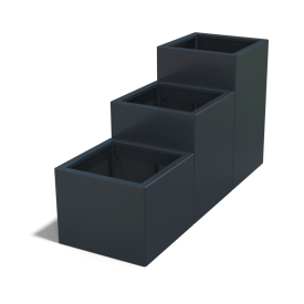 Gepoedercoat staal plantenbak Vierkant Trapmodel III 50-RAL7016 (antraciet grijs)-bodemplaat