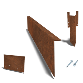 Cortenstaal borderrand - Gezet - Hoogte 22 cm - Complete set 15 meter