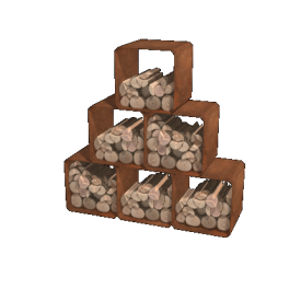Cortenstaal houtopslag - 6 stuks