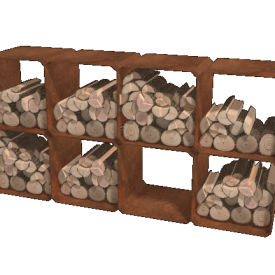 Cortenstaal houtopslag - 8 stuks