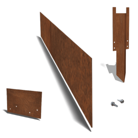 Cortenstaal kantopsluiting recht 25 cm complete set per 15 meter