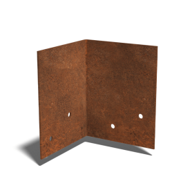 Cortenstaal koppelplaat - 90° - Hoogte borderrand 12 / 15 cm