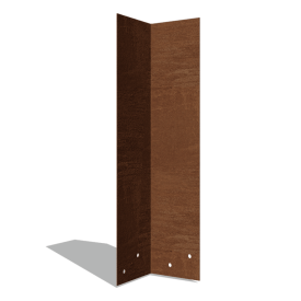 Cortenstaal koppelplaat - 90° - Hoogte borderrand 45 cm