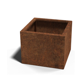Cortenstaal plantenbak - Vierkant - 50 x 50 x 60 cm - Met bodemplaat - Met poten