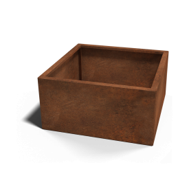 Cortenstaal plantenbak - Vierkant - 80 x 80 x 30 cm - Met bodemplaat - Met poten