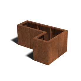 Cortenstaal plantenbak - L-vorm - 90 x 60 x 30 cm - Met bodemplaat