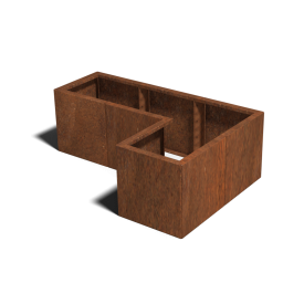 Cortenstaal plantenbak - L-vorm - 120 x 80 x 40 cm - Met bodemplaat