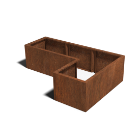 Cortenstaal plantenbak - L-vorm - 150 x 100 x 40 cm - Zonder bodemplaat