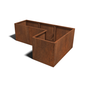 Cortenstaal plantenbak - L-vorm - 210 x 140 x 70 cm - Met bodemplaat