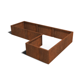 Cortenstaal plantenbak - L-vorm - 240 x 160 x 80 cm - Met bodemplaat