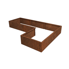 Cortenstaal plantenbak - L-vorm - 300 x 200 x 30 cm - Zonder bodemplaat