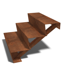 Cortenstaal tuintrap - 3-trede - 72 x 80 x 51 cm