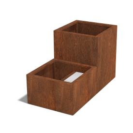 Cortenstaal plantenbak Vierkant Trapmodel II 50-bodemplaat