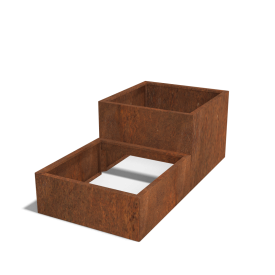 Cortenstaal plantenbak Vierkant Trapmodel II 80-bodemplaat