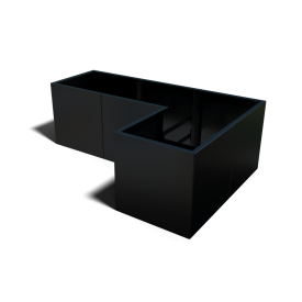 Stalen plantenbak - L-vorm - 120 x 80 x 30 cm - RAL9005 mat (zwart) - Met bodemplaat
