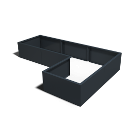Stalen plantenbak - L-vorm - 90 x 60 x 60 cm - RAL7016 mat (antraciet grijs) - Met bodemplaat
