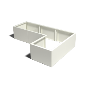 Stalen plantenbak - L-vorm - 150 x 100 x 80 cm - RAL9010 mat (wit) - Met bodemplaat