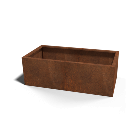 Cortenstaal plantenbak - Rechthoek - 80 x 50 x 60 cm - Met bodemplaat - Met wielen