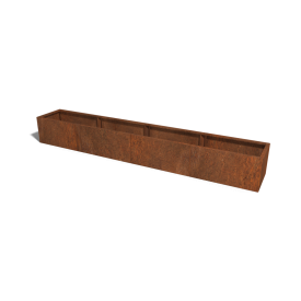 Cortenstaal plantenbak XXL - Rechthoek - 240 x 50 x 30 cm - Met bodemplaat