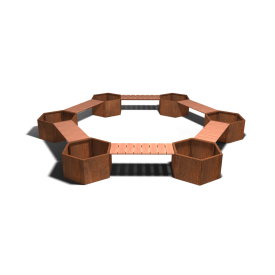 Cortenstaal plantenbak Kampvuur opstelling met Bankje