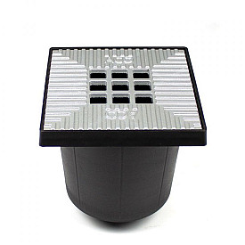 Vloerput kunststof 20x20 grijs rooster